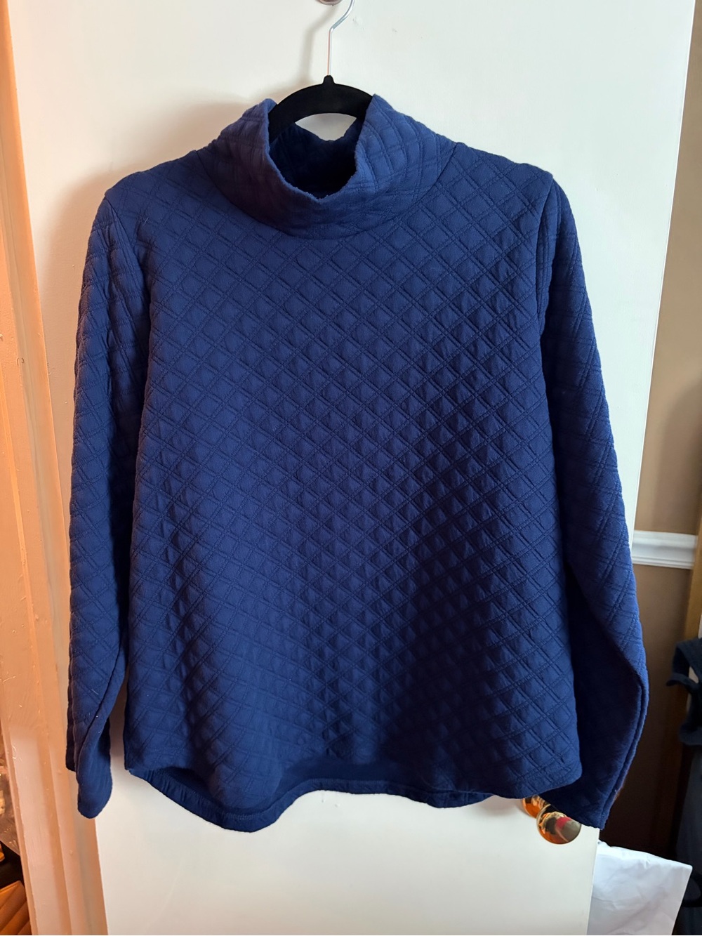 Women’s Navy J.Crew Quilted mock neck pullover sweater